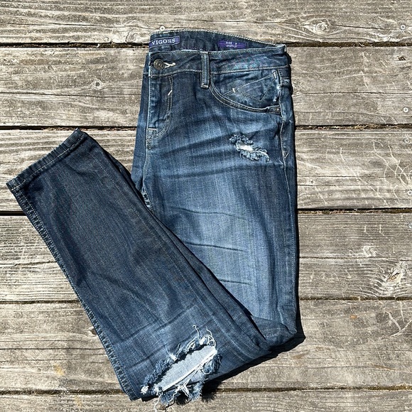 VIGGOS the boyfriend rolled up distress skinny jeans size 9 length 27 rolled up - Picture 2 of 12